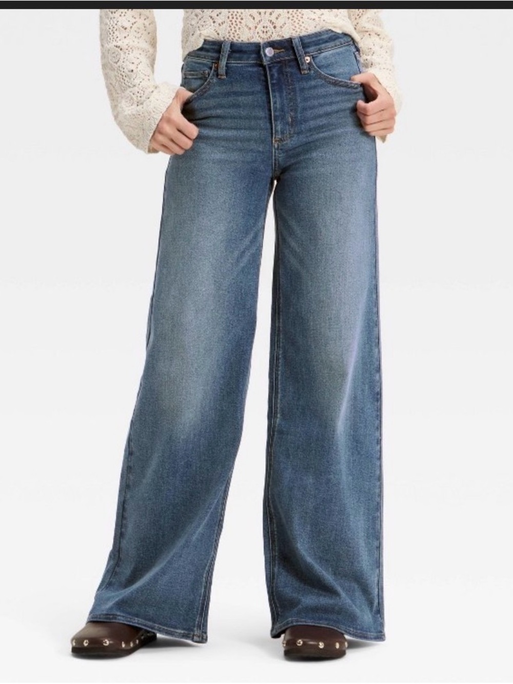 High-Rise Wide-Leg Women’s Jeans - Blue Denim